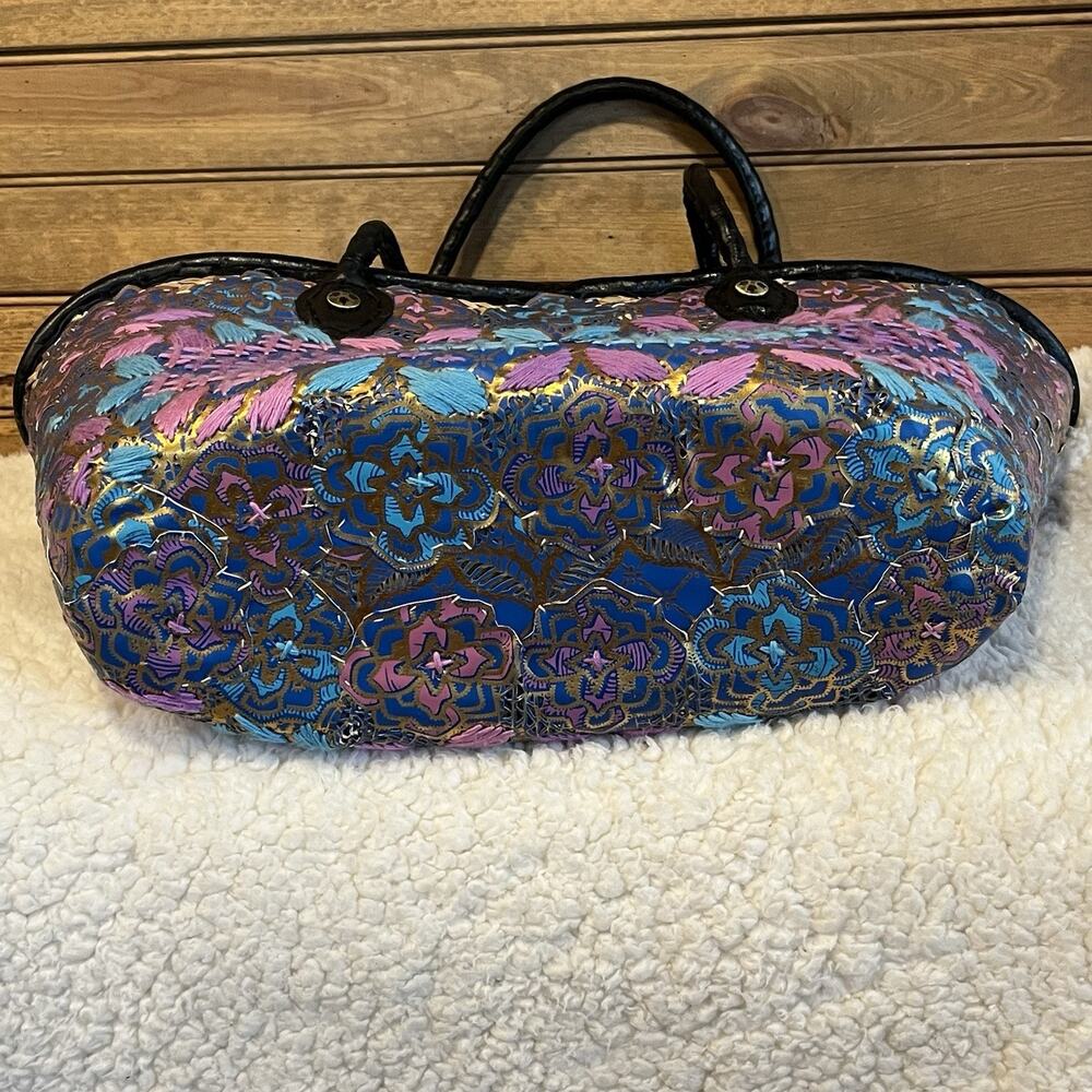 Patricia Nash Triana Straw Women’s Tote Handbag Embroidered Sequined Leather - Picture 7 of 16
